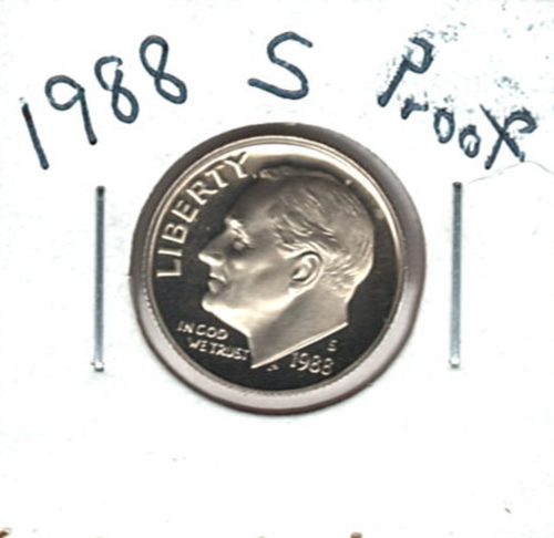 1988 S placcato ROOSEVELT DIME in CONDIZIONI DI PROVA ~ FOTO STOCK pz - Foto 3 di 4