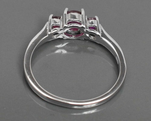 Natural Pink Ruby Gemstone Ring 925 Sterling Silver Solitaire Ring Promise Ring - Picture 2 of 10
