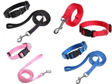 Pet Collar and Leash Set, Adjustable Nylon Collar with Leash for Dog Puppy Cat
