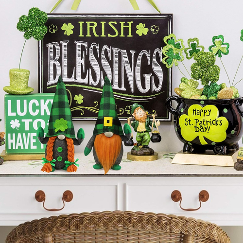 Tifeson St.Patrick'S Day Gnome Plush Elf Decorations - Mr and Mrs Green Buffalo - Picture 7 of 12