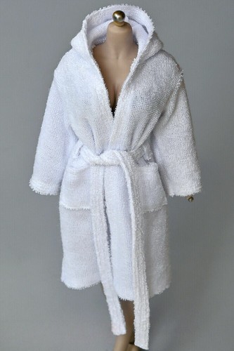 1/6 Scale White Unisex Hooded Long Bathrobe Fit 12'' Action Figure PH TBL - Picture 2 of 5