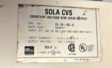 SOLA CVS 23-23-125-8 CONSTANT VOLTAGE SINE WAVE OUTPUT 60HZ 95-130/190-300-520V