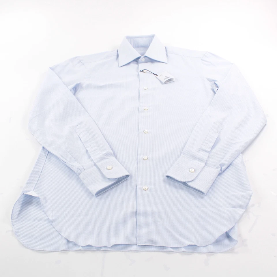 Camisa de vestir Barba nueva con etiquetas talla 15 38 en azul claro liso 100 % algodón Foto 3 de 4