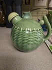 Basket Weave Ball Picher/ Bed Warmer Olive Green With Cork Topper 7"× 7".