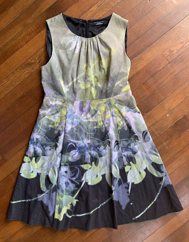 Elie Tahari Nordstrom Watercolor Floral Dress 10 Pockets Wedding Brunch Tea L - Picture 3 of 14