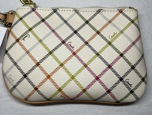 COACH Payton Wristlet Ivory Coated Canvas w/ Tattersall Plaid Print NEW - Picture 3 of 11