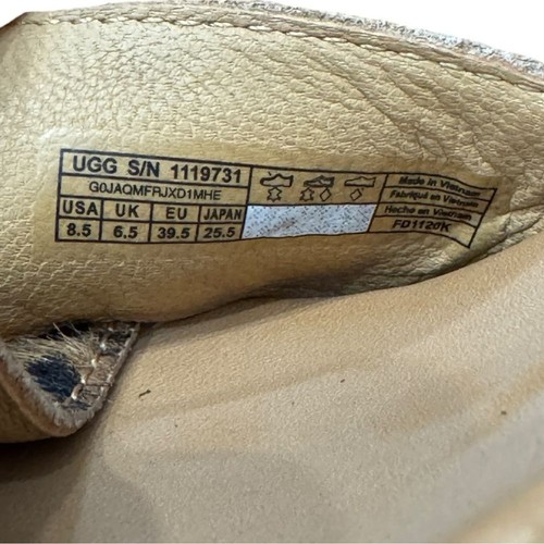 UGG Eugenia Leopard Stacked Heel Cow Hair Suede Leather Women’s Size 8.5 - Picture 8 of 12