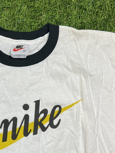 Vintage 90's Nike Ringer T-Shirt Men's M White USA Dead Stock Swoosh Check - Picture 8 of 11