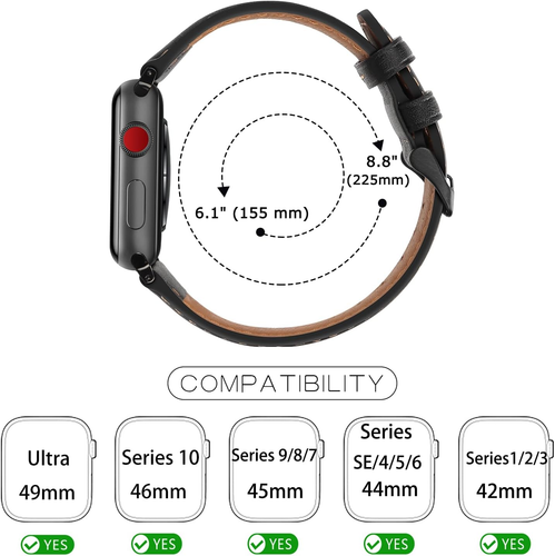 Bands Compatible with Apple Watch Band 49Mm 46Mm 45Mm 44Mm 42Mm Men Genuine Leat - Picture 5 of 12
