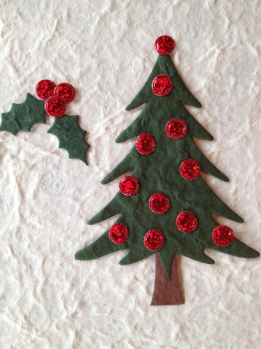 100 dots spots Sparkle red fabric circles Small Cards Christmas Trees balls - Picture 3 of 4