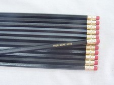 12 Hexagon "Black" Personalized Pencils