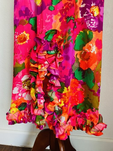 Vintage Sun Fashions Hawaii Kleid Gr. 6 Maxi bunt Blumen Style Rüschen 70er - Bild 17 von 22