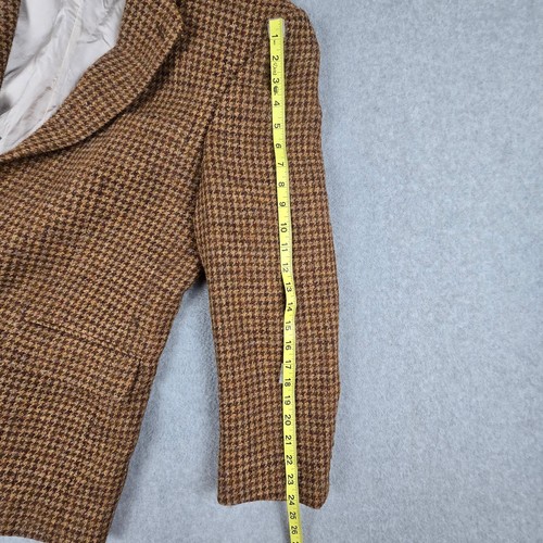 Lands' End Mens 46R 100% Wool Harris Tweed Blazer Brown Houndstooth Pattern - Picture 13 of 16
