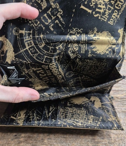 Harry Potter Mischief Managed Schwarz & Gold Dreifachfaltung Druckknopf Geldbörse - Bild 9 von 10