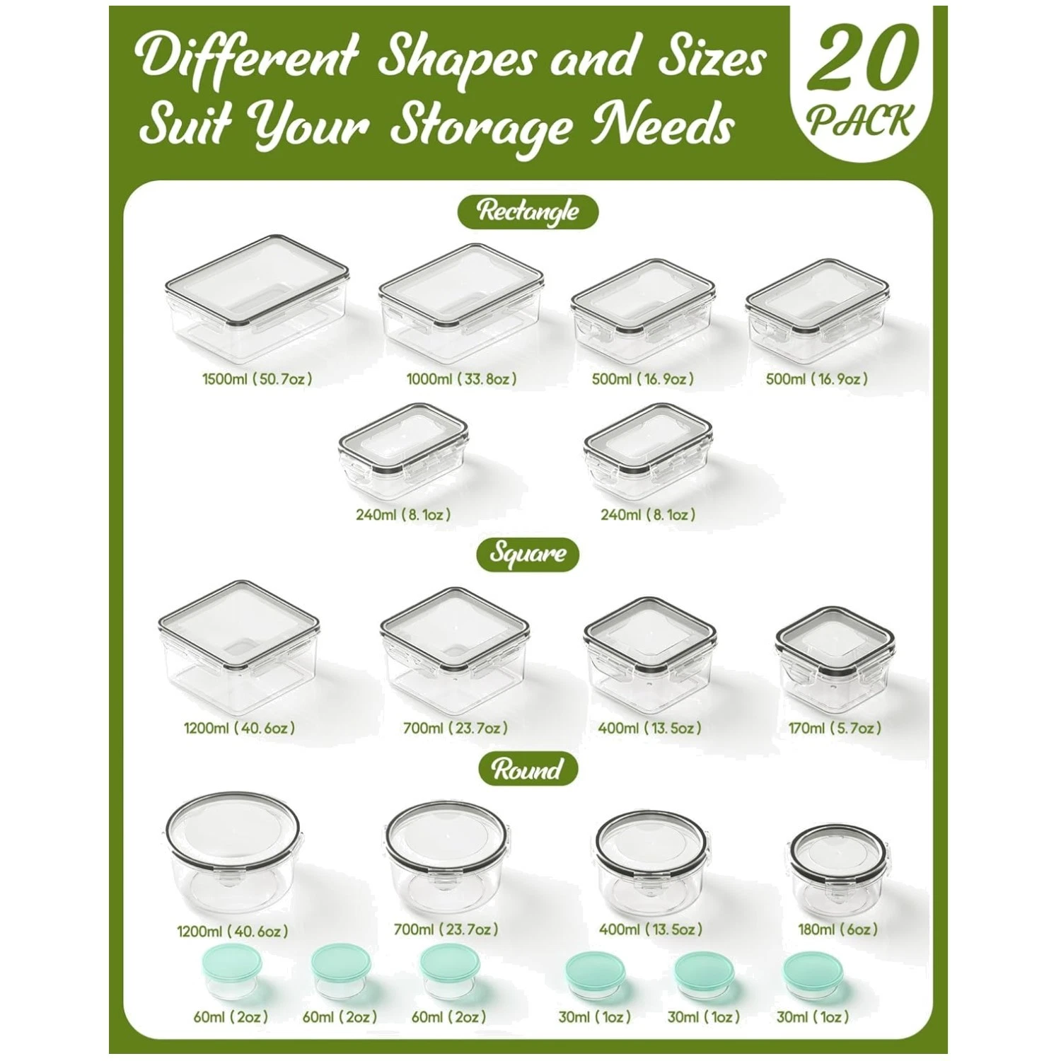 40-Piece BPA-Free Food Storage Containers Set