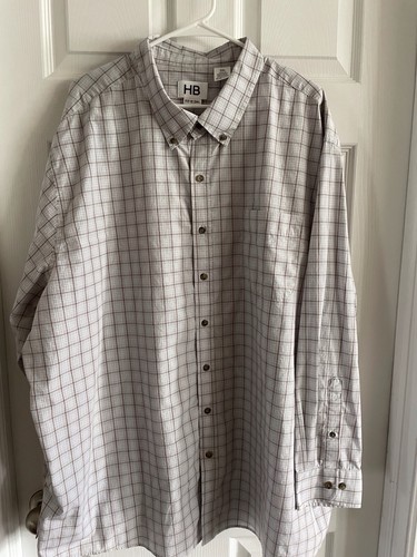 HB Fit by DXL Herren 3XL kariertes Langarm Button Down Hemd - Bild 1 von 6