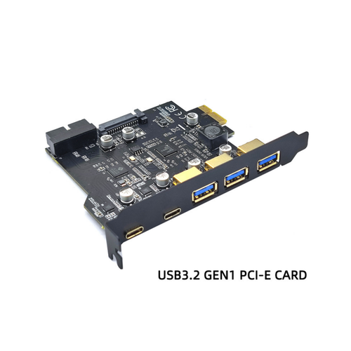 PCI-E USB3.0 2 Type-A Expansion Card 3 Type-C Adapter 19Pin For Windows 7/8/10 - Afbeelding 5 van 5