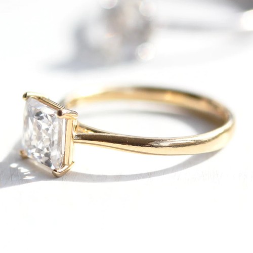Certified Lab Grown Diamond Wedding Ring Princess Cut 1.50 CT 14K Yellow Gold - Picture 3 of 16