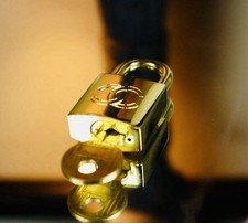 CHANEL Padlock  Key Cadena Bag Charm Gold Coco Mark Authentic