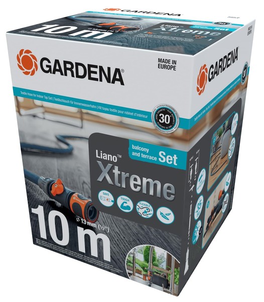 Gardena Liano Xtreme Textilschlauch Set 10M 1/2 Zoll Gartenschlauch Adapter-image