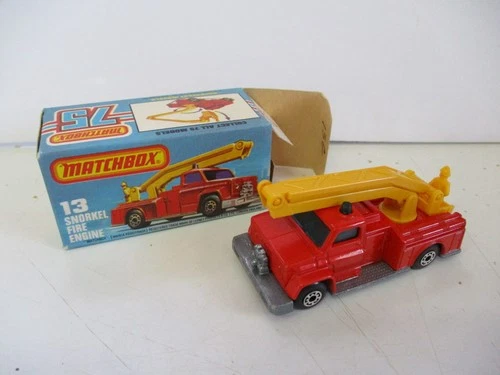 Matchbox Lesney Superfast SF13 Snorkel Fire Truck- UNPAINTED BASE, boxed