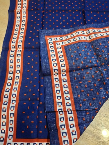 Vintage rot blau & weiß geometrisch Bandana 100% Baumwolle Taschentuch Made in Germany - Bild 4 von 6