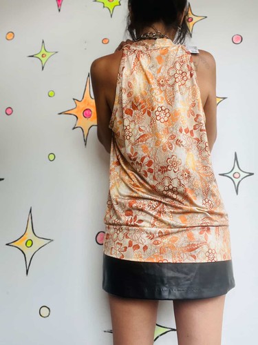 Y2K Fairy Grunge Tattoo Print Slinky Top - Emo Indie Sleaze Vibes (L) - Picture 4 of 6