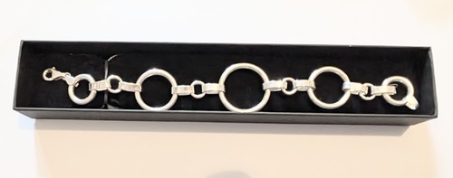 Vintage Sterling Silber Armband, T-Bar Circlets Modernist von Sezgin, verpackt - Bild 6 von 7