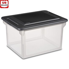 Clear Plastic File Box Letter Legal Size Organizer Stackable Storage Container