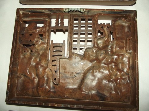 3 Burwood Vtg Wall Art Hanging Plaque 3D MCM Reading Time Hearth Spinning Wheel - Picture 11 of 16