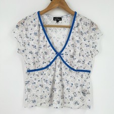 VTG Y2K Self Esteem Sheer Lace Babydoll Top XL Coquette Fairy Cottage Romantic