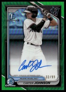 2024 Bowman Draft #CPA-CJ Carter Johnson Chrome Prospect Autographs Green /99