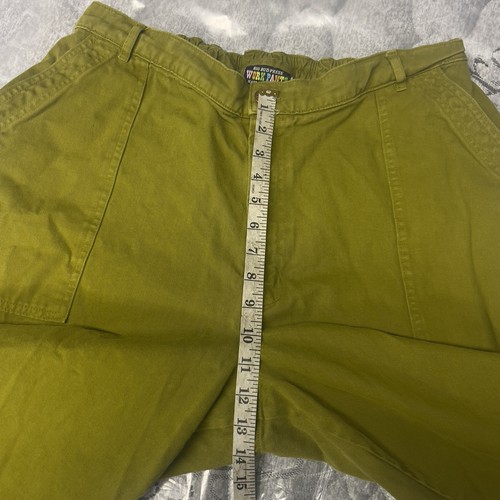 Big Bud Press Work Pants Sz 1XL Elastic Waist Utility Pockets Green Cotton 36x28 - Picture 9 of 11