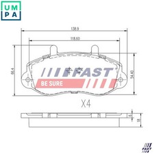 BRAKE PAD SET DISC BRAKE FT29539 FOR RENAULT MASTER/II/Van/Bus VAUXHALL 4cyl