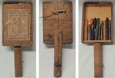 Rare Antique Crayon Set Bulletin Dustless Colored Crayons Wood Box CW Bardeen NY