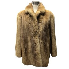 Used Pastel Mink MINK Fur Coat Real Fur Full Pattern Lining Beige Ladies Vector