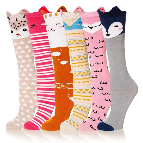Girls Knee High Socks Kids Crazy Fun Gift Silly Tall Boot Cute Animal Cotton ... - Picture 1 of 6