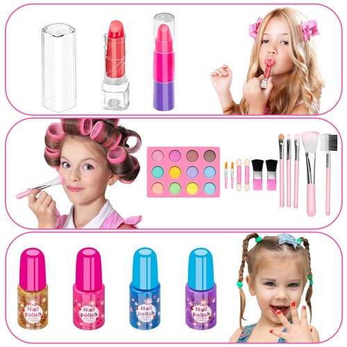 58 Pcs Kids Makeup Kit for Girl, Princess Toys Real Washable Cosmetic Set wit... - Picture 2 of 9