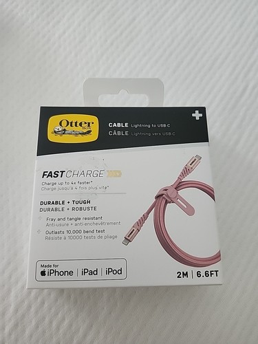 Otter Box 2M/6.6' Performance Plus Fast Charge Lightning Cable Shimmer Rose Pink