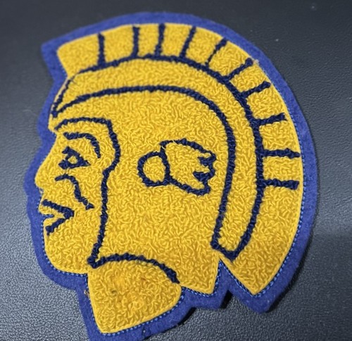 Vintage Letterman Varsity Chenille Patch Buchstabe Spartan High School blau gelb - Bild 2 von 8