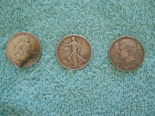 Lot Of (3) 90% Silver Half Dollars-Walking Liberty/Franklin/Kennedy!!!