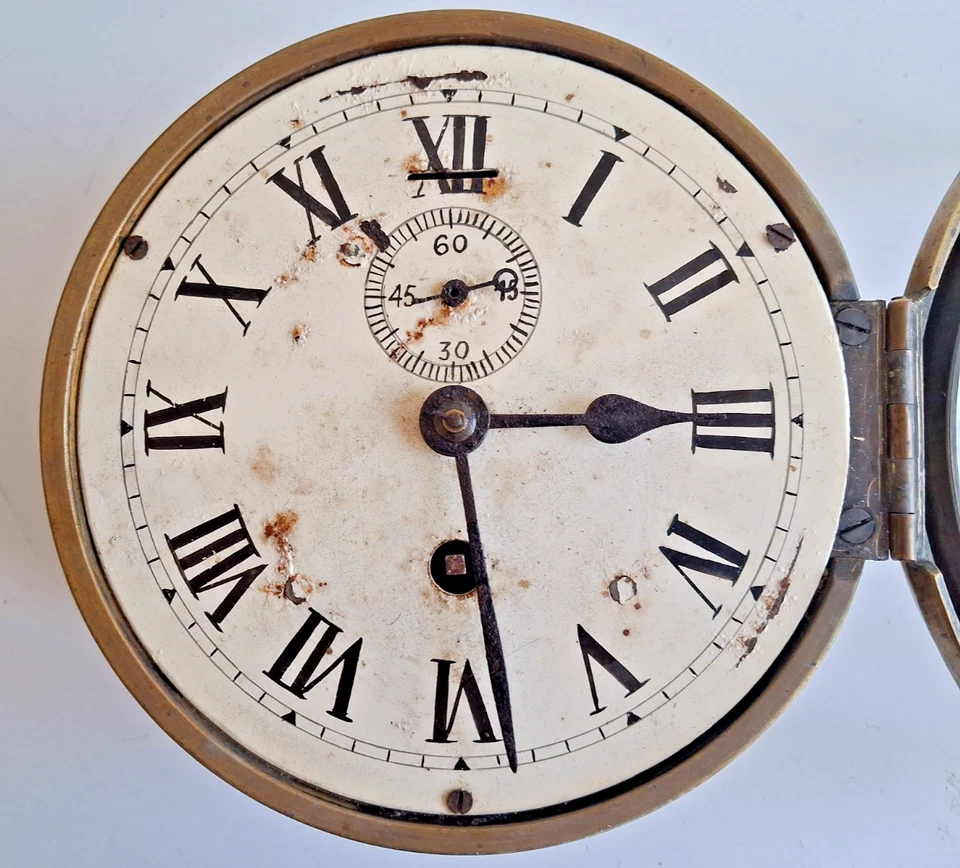 PENDULE HORLOGE MARINE NAUTIQUE LAITON XIX EME - Photo 4/4