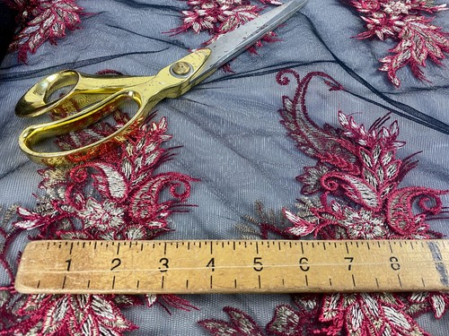 NEW*Sequinned Embroidered Corded Floral Net lace Bridal/Crafts/Dress Fabric - Picture 10 of 16