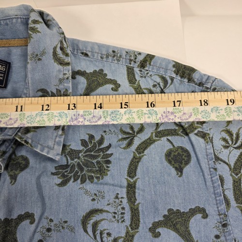Camisa con botones American Rag para hombre talla XL azul tropical manga corta estampado floral - Imagen 9 de 12