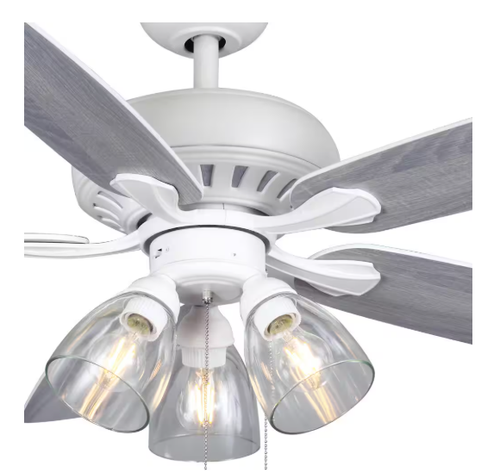 Hampton Bay Rockport 52 in. Indoor LED Matte White Ceiling Fan with Light Kit 🔷 - Picture 6 of 13