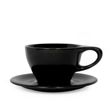 not Neutral LINOBLK240CS Lino 8oz/240ml Black Small Latte Cup & Saucer
