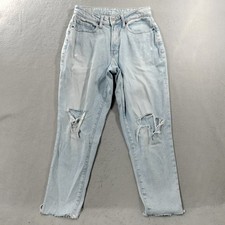 Old Navy Curvy OG Straight High Rise Distressed Blue Denim Jeans Womens Size 6