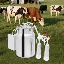 Electric Pulsation Cow Milking Machine Milker Equipment w Stainless Steel Bucket