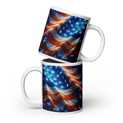 Kaffeebecher mit amerikanischer Flagge - patriotisch USA Stars and Stripes Keramiktasse Geschenk - Bild 4 von 4