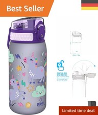 Sichere und Auslaufsichere Kinder Trinkflasche 350ml - Einhorndesign, BPA-frei